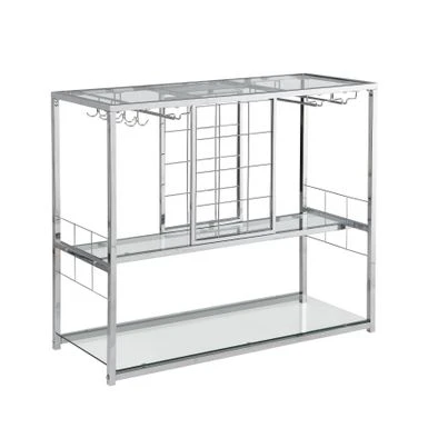 Bar&Serving Cart With Glass Holder And Wine Rack, 3-Tier Kitchen Trolley With Tempered Glass Shelves And Chrome-Finished - Brown 8 Bar&Serving Cart With Glass Holder And Wine Rack, 3-Tier Kitchen Trolley With Tempered Glass Shelves And Chrome-Finished - Brown - Image 6