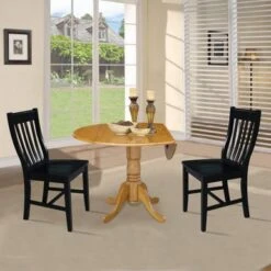 42 In Dual Drop Leaf Dining Table With 2 Dining Chairs - 3 Piece Dining Set - Natural Table/black Chairs -Gourmet Interiors 7647a88c 7c4b 4828 9349 d4bf361352ca