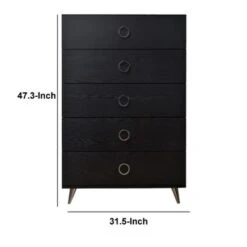 Five Drawers Wooden Chest In Contemporary Style, Black -Gourmet Interiors 764d0d9d 78b6 4ede 9454 53ba250bf570