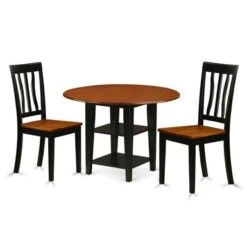 Sudbury Dining Set - A Round Kitchen Table And Dinette Chairs - Black And Cherry Finish (Pieces & Seat Type Options) - SUAN5-BCH-W -Gourmet Interiors 7670575a 55e3 402f a8f3 89f52fb7f816