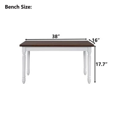Clihome 2-Pcs Solid Wood Retro Farmhouse Kitchen Dining Benches - White 6 Clihome 2-Pcs Solid Wood Retro Farmhouse Kitchen Dining Benches - White - Image 4