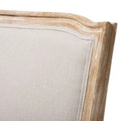 Baxton Studio Cadencia French Vintage Cottage Weathered Oak Finish Wood And Beige Fabric Upholstered Dining Side Chair - Dining Chair-Beige/Natural -Gourmet Interiors 77d942fa 3f50 4b0a a536 e2e0e08b7bd1