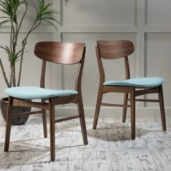 Fabric-upholstered Wood Dining Chairs (Set Of 2) By Christopher Knight - Mint -Gourmet Interiors 77ed28cc f81f 4aa4 b415 853dd48228af