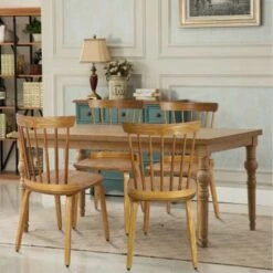 Black Solid Wood Slat Back Windsor Dining Chairs, Set Of 2/4 - 34.06" H X 16.54"W X 16.93"D - Set Of 2 - Blue -Gourmet Interiors 78114279 623d 4658 8928 affc5f0c7191