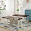 Clihome 2-Pcs Solid Wood Retro Farmhouse Kitchen Dining Benches - White -Gourmet Interiors 782cc745 7e36 49ac 9557 eaf193c229fc