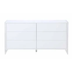 Somette Barry Contemporary Wooden & Solid Acrylic Buffet With 6 Drawers - 60.50" X 15.75" X 31.50" - White -Gourmet Interiors 79160fb3 0b44 4b0b b594 b7a6b8b9fe6b