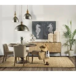 Swordfish Two-Tone Brown Solid Wood 4 Door Cabinet W/ Gold Metal Base Sideboard - 72.0L X 17.7W X 30.1H - 72.0L X 17.7W X 30.1H -Gourmet Interiors 791f7de9 a891 48e0 a263 8f87dc9b7f6d