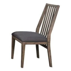 Wood Veneer Side Chair With Slatted Back, Brown, Set Of 2 - Set Of 2