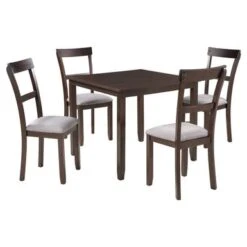 Merax 5-Piece Dining Set Industrial Wooden Dining Table And 4 Chairs - Espresso -Gourmet Interiors 799115d4 23b0 4f7e a1cf 287373a8c43c