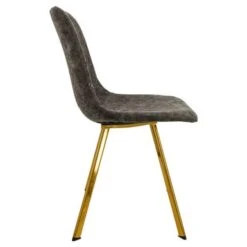 LeisureMod Markley Modern Leather Dining Chair With Gold Legs Set Of 4 - Charcoal Black -Gourmet Interiors 79abc47b 94eb 417d b611 414f2b4f66c7