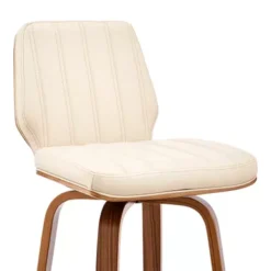 Renee 30" Swivel Cream Faux Leather And Walnut Wood Bar Stool -Gourmet Interiors 79d819d7 9766 465d 96bb 8913ec87edcb