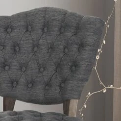 Crosswind Diamond Stitch Fabric Dining Chair By Christopher Knight Home - Charcoal/Brown Wash Finish -Gourmet Interiors 7a1887b1 beaa 4fb1 a0c2 0898d5dbdde0