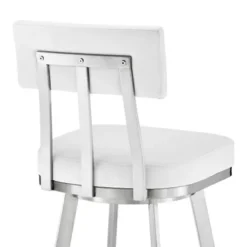 Jinab Swivel Bar Stool In Brushed Stainless Steel With White Faux Leather -Gourmet Interiors 7a1b016a a3cd 4d3e bf05 7e9b0cee203f