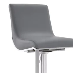 Victory Contemporary Swivel Bar Stool In Brushed Stainless Steel And Gray Faux Leather -Gourmet Interiors 7a3ffec0 54c2 4ffb b0f2 43ee699cc8ed