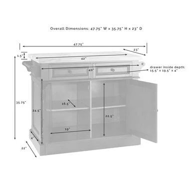 Oxford Kitchen Island W/X-Back Stools - With Seating - Black - Granite 11 Oxford Kitchen Island W/X-Back Stools - With Seating - Black - Granite - Image 9