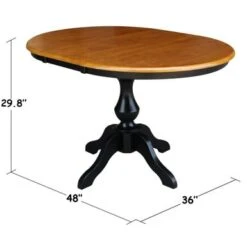 36" Round Top Pedestal Table With 12" Leaf - Black/Cherry - Counter Height -Gourmet Interiors 7b020ff6 3df1 4873 bbfe 597d312ce7a9