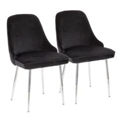 Silver Orchid Naldi Contemporary-Glam Velvet Dining Chair (Set Of 2) - Black Velvet/Chrome -Gourmet Interiors 7b1012cb e70a 42fb a8e8 f88770833c25