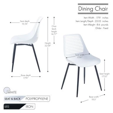 Porthos Home Ebrill Dining Chairs Set Of 2, Plastic Shell, Iron Legs - Black 22 Porthos Home Ebrill Dining Chairs Set Of 2, Plastic Shell, Iron Legs - Black - Image 20