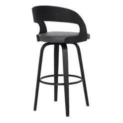 Shelly 26" Counter Height Swivel Grey Faux Leather And Black Wood Bar Stool -Gourmet Interiors 7bcd1466 9b5b 4ae1 a77f 09bf42831ff0