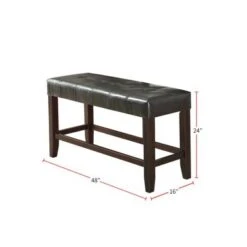 Faux Leather Wood High Bench - Silver -Gourmet Interiors 7bfc61ef 47eb 4c6e 9bfd a53d0712968b