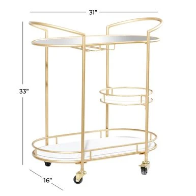 Contemporary Modern Iron 3 Tier Drink Bar Storage Cart - Gold, Silver, Or Matte Black - Gold 9 Contemporary Modern Iron 3 Tier Drink Bar Storage Cart - Gold, Silver, Or Matte Black - Gold - Image 7