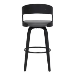 Shelly 26" Counter Height Swivel Grey Faux Leather And Black Wood Bar Stool -Gourmet Interiors 7c74060e 7bff 4cdc a663 5cda16b0ee91