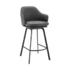 Brigden Gray Faux Leather And Black Metal Swivel 30" Bar Stool -Gourmet Interiors 7c868bee 3a0d 468e 8672 ce12cb23023e