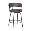 Avalon 26" Gray Faux Leather Swivel Bar Stool In Black Powder Coated Finish -Gourmet Interiors 7c9741f0 a018 4765 9469 8d73aec160fe