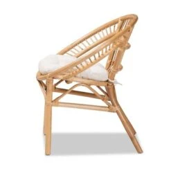 Baxton Studio Adrina Modern Bohemian Natural Brown Rattan Dining Chair - White, Natural Brown -Gourmet Interiors 7cce3725 50c8 4729 9dc3 684645c34db1