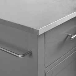 Savannah Stainless Steel Top Full-Size Kitchen Island/Cart - 37"H X 42"W X 18.25"D - Kitchen Cart - Stainless Steel - Grey -Gourmet Interiors 7d54457d 461f 4ac8 b114 87072ae1924d