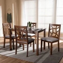 Carson Carrington Tohmo Walnut And Grey Fabric 5-piece Dining Set -Gourmet Interiors 7d5cc968 44ce 4ae5 a7b3 20c980b53630