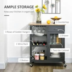 HOMCOM Utility Kitchen Cart, Rolling Kitchen Island Storage Trolley - White 24 HOMCOM Utility Kitchen Cart, Rolling Kitchen Island Storage Trolley - White -Gourmet Interiors 7d67fbd6 fa78 4697 bcac 08f09ed74dbd