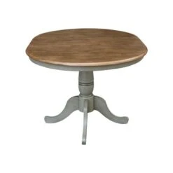 36" Round Top Pedestal Table With 12" Leaf - Distressed Hickory/Stone - Dining Height -Gourmet Interiors 7d843d91 ba37 439e 9be0 c09d7f163392