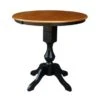 36" Round Top Pedestal Table With 12" Leaf - Black/Cherry - Counter Height -Gourmet Interiors 7d9256a1 042e 4f63 941c 85bfe18cf19e