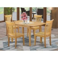 East West Furniture Dinette Table Set - Dining Table And Kitchen Dining Chairs - Oak Finish (Pieces & Seat Type Options) - NOPO3-OAK-W -Gourmet Interiors 7dcb0de0 e10e 4597 8be1 6687016b146b