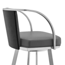 Sandringham 30" Gray Faux Leather And Brushed Stainless Steel Swivel Bar Stool -Gourmet Interiors 7dd93985 ae2e 4575 89e6 a3e8db20927f