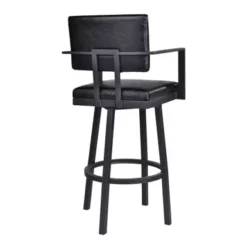 Balboa 26" Counter Height Swivel Vintage Black Faux Leather And Metal Bar Stool With Arms -Gourmet Interiors 7e9a45ad 47ea 4050 be4d da13f2cd5093