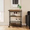 Carbon Loft Wheeler Industrial Kitchen & Wine Cart - Brown -Gourmet Interiors 7ec935fd 7929 4a75 bd9c efc8a072a466