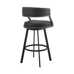 Saturn 30" Bar Height Swivel Black Faux Leather And Metal Bar Stool -Gourmet Interiors 7f2f0c9c 4484 4129 983f 7c2cd9fc36e4