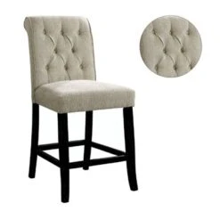 Set Of 2 Dining Chair In Beige And Antique Black - Counter Height - Counter Height - 23-28 In. -Gourmet Interiors 7f449a85 2863 4b5e b220 f52d6aff1a09