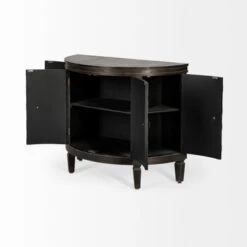 Lennon Dark Brown Fir Veneer W/ 4 Doors Curved Accent Cabinet - 38.5L X 18.5W X 32.3H - Dark Brown -Gourmet Interiors 7fadc436 639d 4dad a117 f01770a67cdd