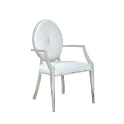 Somette Victory White Tufted Back Arm Chair, Set Of 2 - 24.8" X 22.83" X 37.99" - Dining Height - White - Set Of 2 -Gourmet Interiors 800c0e92 a297 46e4 a04e 59e695983627