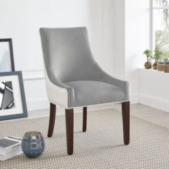 Julianna Upholstered Dining Chair By Greyson Living - Smoke/Snow -Gourmet Interiors 80228934 507e 4b78 ae0a 88875925fd10
