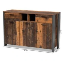 Baxton Studio Ranger Mid-Century Brown Wood And Grey Metal 2-Door Sideboard - Brown -Gourmet Interiors 80390096 2f0d 48bd ab91 2182888a6e72