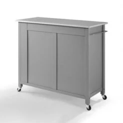 Savannah Stainless Steel Top Full-Size Kitchen Island/Cart - 37"H X 42"W X 18.25"D - Kitchen Cart - Stainless Steel - Grey -Gourmet Interiors 807e29b9 8182 4980 9fb4 4e1e3ae41739
