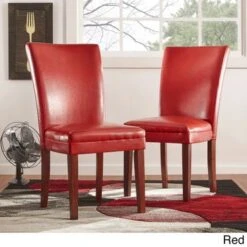 Gourmet Interiors 26 Parson Faux Leather Dining Chairs (Set Of 2) By INSPIRE Q Bold - Red