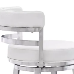 Titana 30" Bar Height Swivel White Faux Leather And Brushed Stainless Steel Bar Stool -Gourmet Interiors 8175ad72 f1aa 43fa a149 43d4203b4303