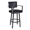 Balboa 26" Counter Height Swivel Vintage Black Faux Leather And Metal Bar Stool With Arms -Gourmet Interiors 81b7ab71 9c73 4a73 ace2 249fad86a917