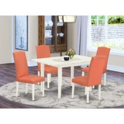 Wood Dinette Set - Butterfly Leaf Dining Table And Nail Head Parsons Dining Room Chairs (Color, Upholstered & Pieces Options) - NOEN5-LWH-78