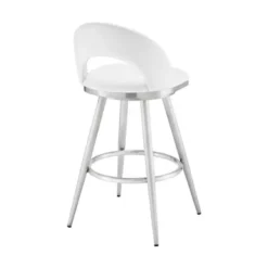 Lottech Swivel Counter Stool In Brushed Stainless Steel With White Faux Leather -Gourmet Interiors 82357caa ff55 4ef7 bca9 19f8e676f7e2